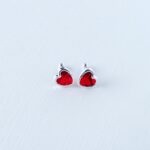 Arete plata 925 corazon rojo piedra